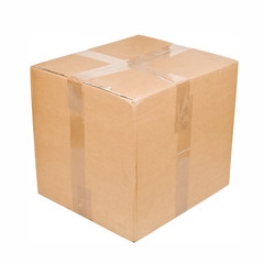 closed carton box isolated on white background