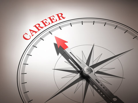 abstract compass needle pointing the word career