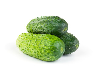 fresh three cucumbers isolated on white background
