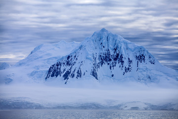Fototapeta na wymiar Antarctica blue soft Mountain