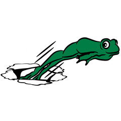 Frosch Loch witzig springen