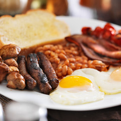 full english breakfast in square composition