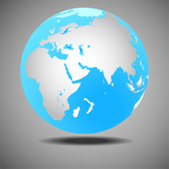 Globe icon with  white map of the continents of the world