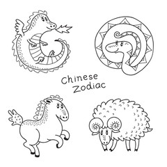 Set of the Chinese zodiac signs