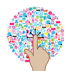 template design with social network icons background