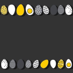 kolorowe pisanki na ciemnym tle Wielkanocny podwójny border © demonique