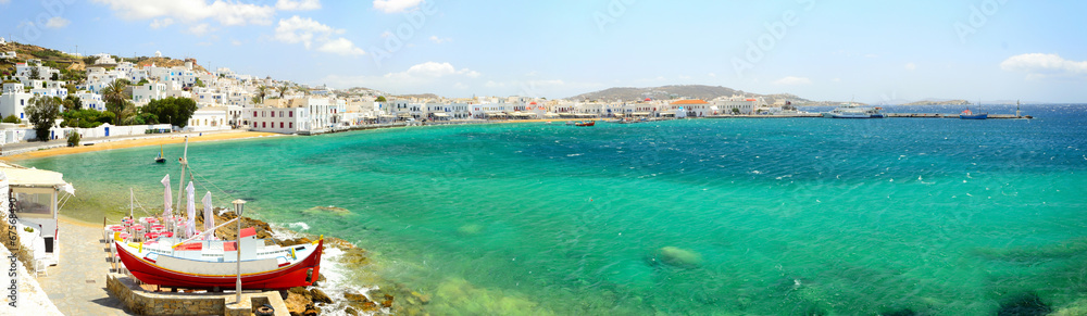 Wall mural panorama of mykonos chora, mykonos island, cyclades archipelago,