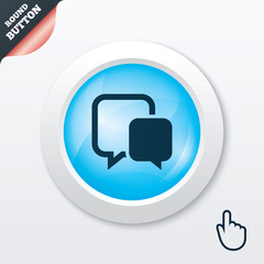 Naklejka premium Chat sign icon. Speech bubble symbol.