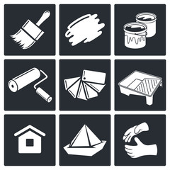 Painting work icon set