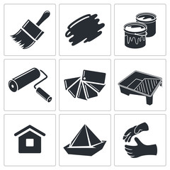 Painting work icon collection