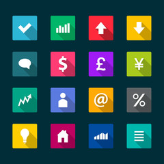 Set of business flat icons, vector illustration