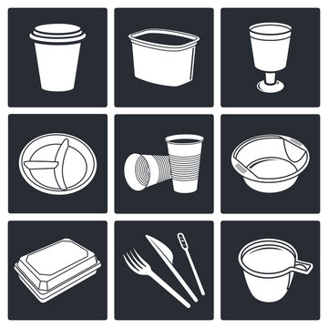 Disposable Tableware Icons