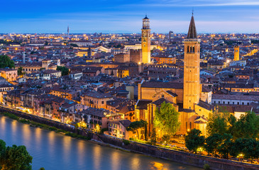 Fototapeta na wymiar Night aerial view of Verona. Italy