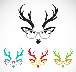 Vector images of deer wearing glasses