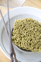 close up raw noodles