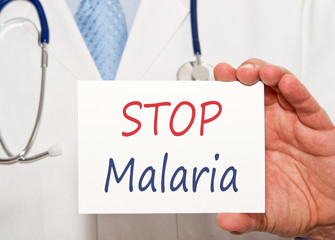 Stop Malaria sign with doctor