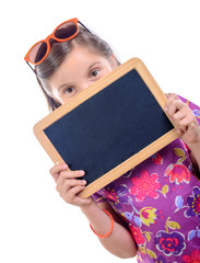 schoolgirl with a slate