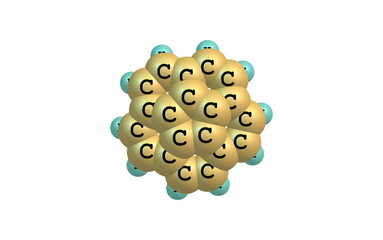 Corannulene molecule isolated on white