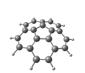 Corannulene molecule isolated on white