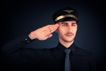 Pilot Salute Low Key Portrait