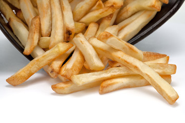 French fries on white background