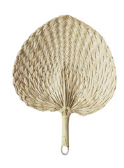 Thai traditional rattan fan on white background