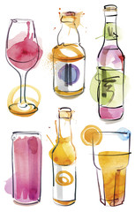 All Drinks Watercolor