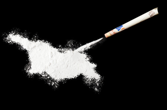 Powder drug like cocaine in the shape of Georgia.(series)