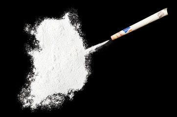 Powder drug like cocaine in the shape of South Korea.(series)