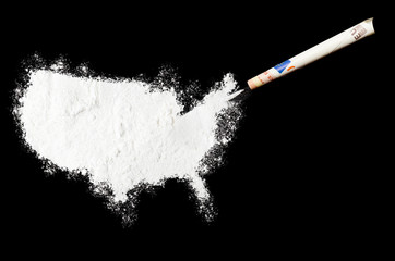 Powder drug like cocaine in the shape of USA.(series)