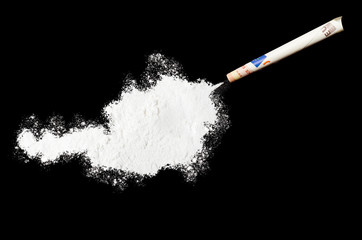 Powder drug like cocaine in the shape of Austria.(series)