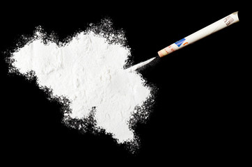 Powder drug like cocaine in the shape of Belgium.(series)