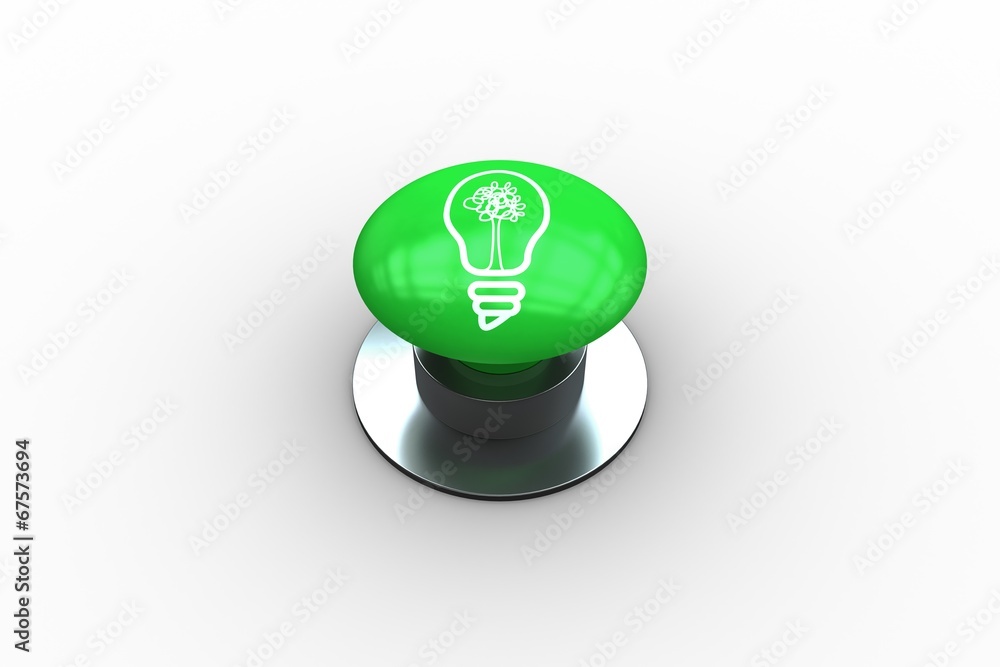 Poster Composite image of light bulb graphic on button