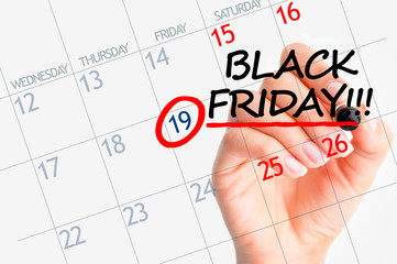 Black Friday sales highlighted on calendar