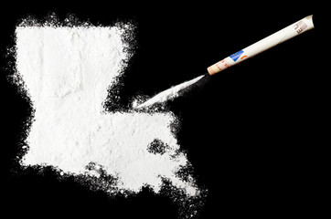 Powder drug like cocaine in the shape of Louisiana.(series)