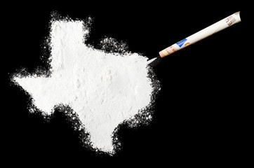 Powder drug like cocaine in the shape of Texas.(series)