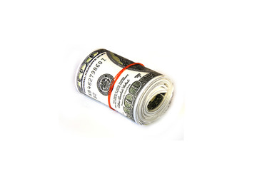 Hundred dollar bills rolled up with rubberband.