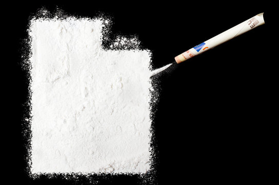 Powder drug like cocaine in the shape of Utah.(series)