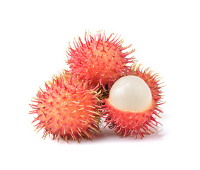 Fresh rambutan sweet delicious fruit  isolated on white backgrou
