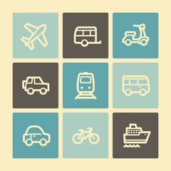 Transport web icons, buttons set