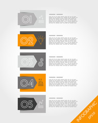 orange stickers with arrow and icons