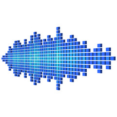 Fototapeta na wymiar Perspective blue sound waveform made of cubes
