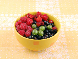 Bowl with ripe berries