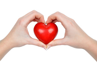 Obraz premium heart in hands isolated on white