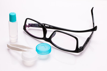 eyeglasses and contact lens care