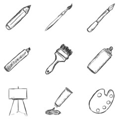 Vector Set of  Sketch Drawing Icons