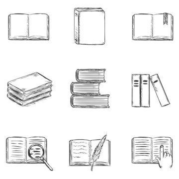 Vector Set of  Sketch Books Icons