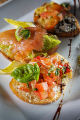 Three italian bruschetta