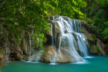 Fototapeta na wymiar Thailand waterfall in Kanjanaburi (Huay Mae Kamin)