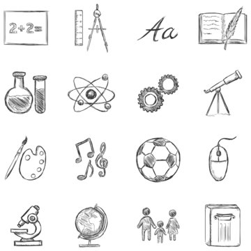Vector Set of  School Subjects  Icons